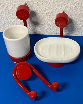 Set da bagno Vintage anni 80 in metallo e ceramica