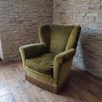 Coppia poltrone legno tessuto anni 50-60, vintage.