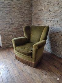 Coppia poltrone legno tessuto anni 50-60, vintage.