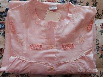 Camicia da notte rosa maniche lunghe