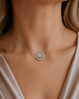 Collana pendente diamanti ct 0,30 oro bianco 18kt