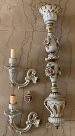 Lampadario sospensione in porcellana Capodimonte