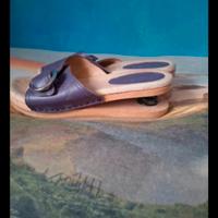 Zoccoli Baldo legno e pelle con apposita molla 