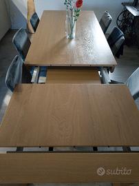 TAVOLO RETTANGOLARE IN LEGNO ALLUNGABILE ROVERE NO