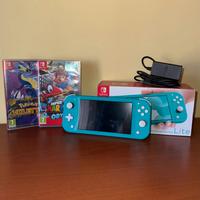  Nintendo switch lite con 2 giochi e accessori.