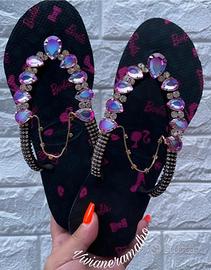 Havaianas Barbie decorate con vari cristalli 