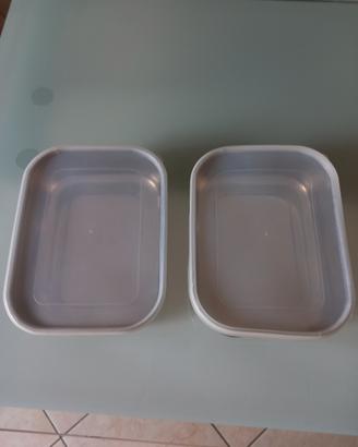 2 contenitori in acciaio con coperchio in plastica