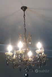 Lampadario a sospensione gocce in cristallo 6 luci