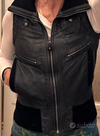 Gilet pelle con zip