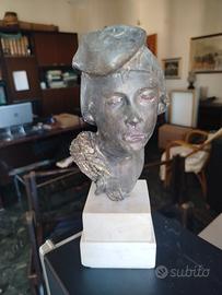 Scultura busto Bronzo dell'800 su base in marmo