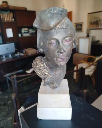 Scultura busto Bronzo dell'800 su base in marmo