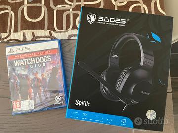 Gioco PS5 Watchdogs Legion e cuffie Sades Spirit