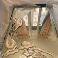 Specchio legno e motivi floreali in argento