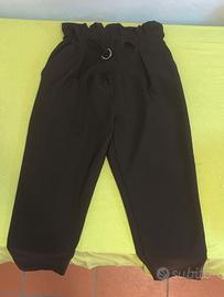 Pantaloni neri con vita arricciata-Taglia M