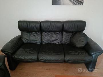 Divano in pelle Nero 3 posti
