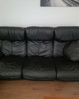 Divano in pelle Nero 3 posti