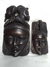Coppia di maschere africane in legno/ Vintage