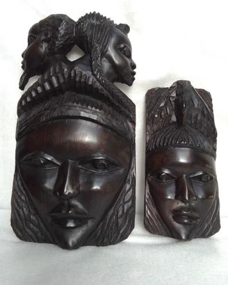 Coppia di maschere africane in legno/ Vintage