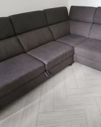 DIVANO ANGOLARE 5 POSTI IN TESSUTO GRIGIO