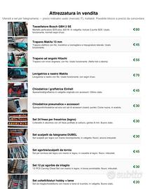 Attrezzatura da falegnameria e utensili