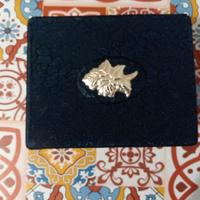 Portagioielli stoffa e fiore in silver