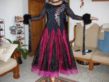 VESTITO DANZE STANDARD NERO FUXIA