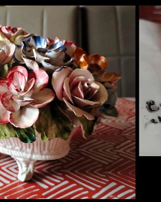 Vaso in porcellana con fiori decorativi