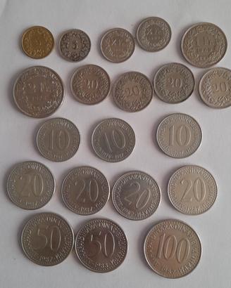 Monete collez.franchi svizzeri e Dinari Jugoslavi 