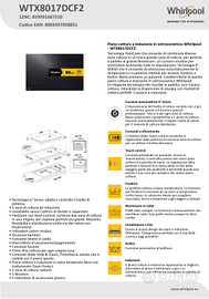 PIANO COTTURA INDUZIONE 80 CM MOD. WTX8017DCF2
