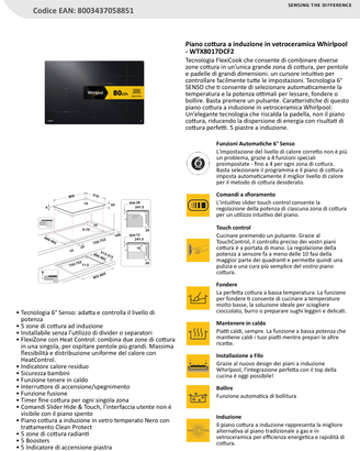 PIANO COTTURA INDUZIONE 80 CM MOD. WTX8017DCF2
