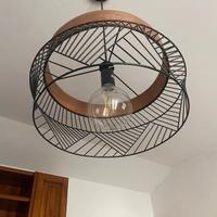 Lampadario Natura Kanel nero paralume nero E27 Ø45