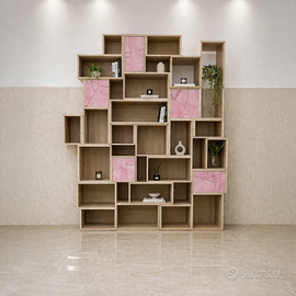Libreria Design Modulare in Legno – Effetto Archit