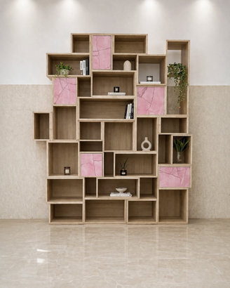 Libreria Design Modulare in Legno – Effetto Archit