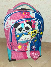 zaino go pop con rotelle trolley sj  bambina panda