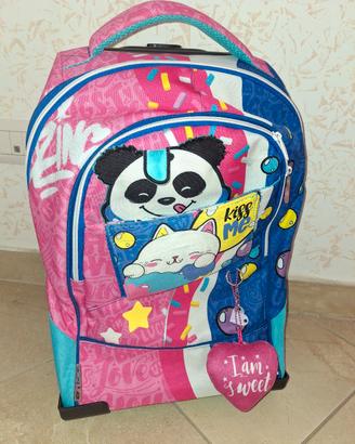 zaino go pop con rotelle trolley sj  bambina panda