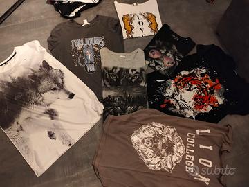 Lotto 8 magliette tema animali selvatici