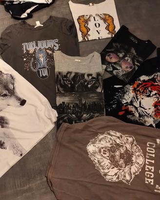 Lotto 8 magliette tema animali selvatici