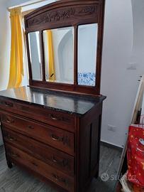  cassettiera d'epoca con specchio