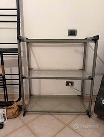 Scaffalatura in vetro e acciaio