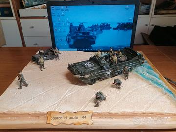 Diorama 1:35 sbarco anfibio USA DUKW 353 e jeep