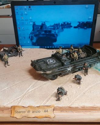 Diorama 1:35 sbarco anfibio USA DUKW 353 e jeep