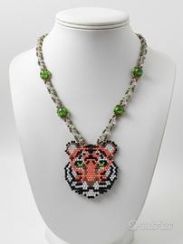 Collana Etnica handmade Vintage2000 tigre Ciondolo