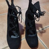 Scarpe donna nere con lacci e zip tacco 9 tg 39