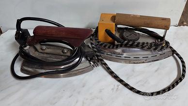 ferri da stiro in ghisa, manico in legno