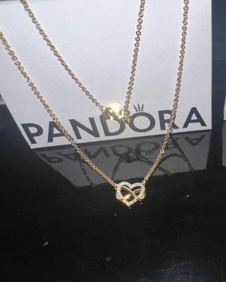 Pandora Collana cuore infinito placcata oro 14k