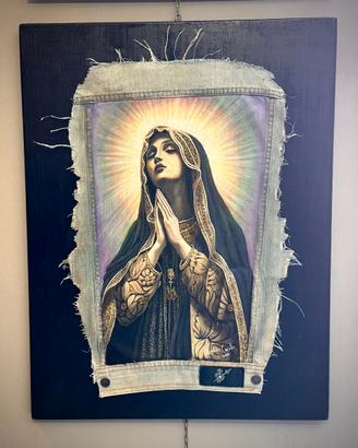 Madonna Addolorata - Unique Hand-Painted Denim Pop