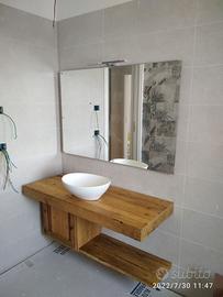 mobile bagno 120 completo in legno vecchio sospeso