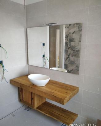 mobile bagno 120 completo in legno vecchio sospeso