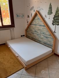 Letto casetta piazza e mezza + materasso