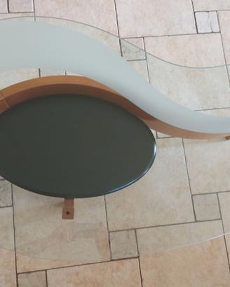 Tavolino da salotto in legno e cristallo